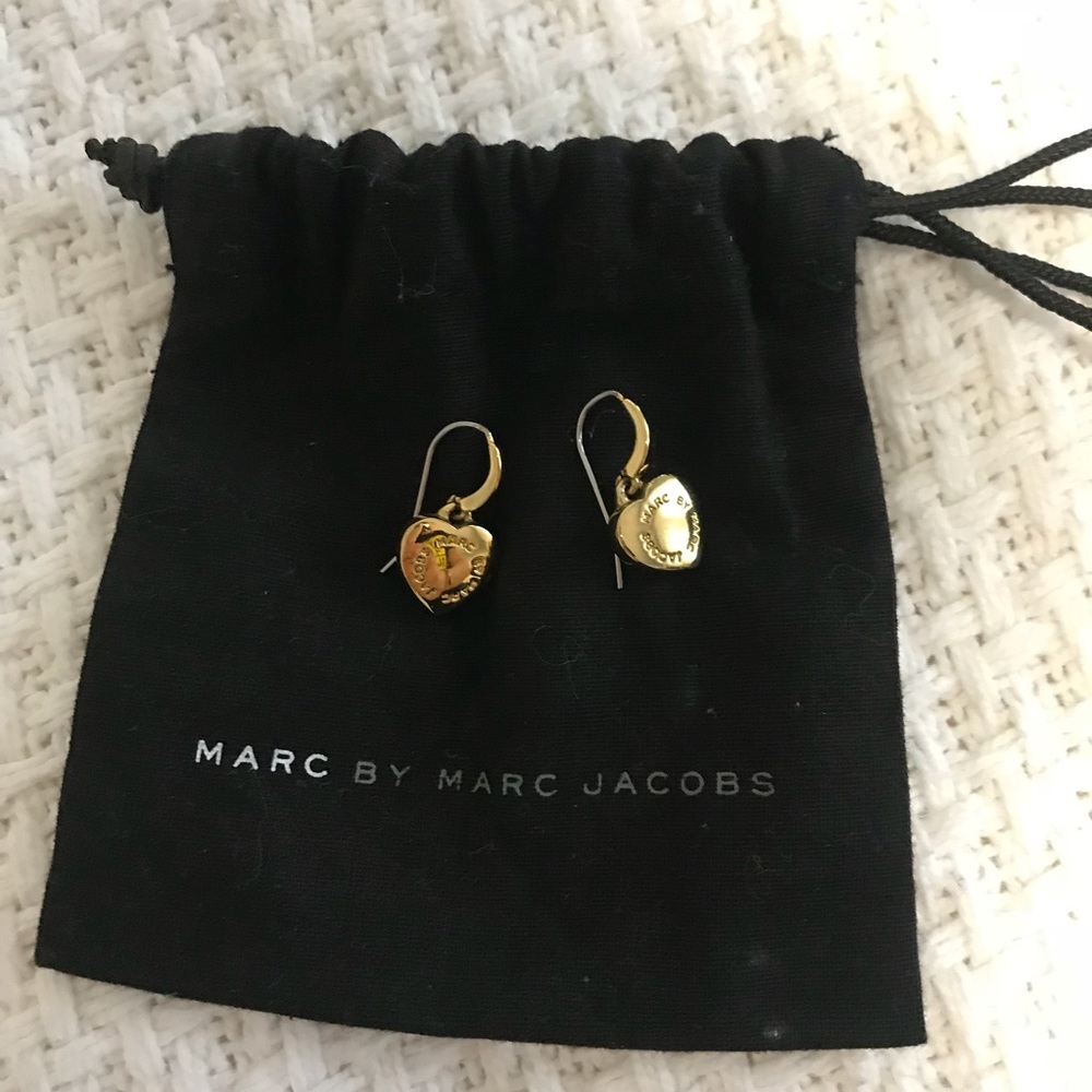 Gold Marc by Marc Jacobs Heart Shaped Earrings